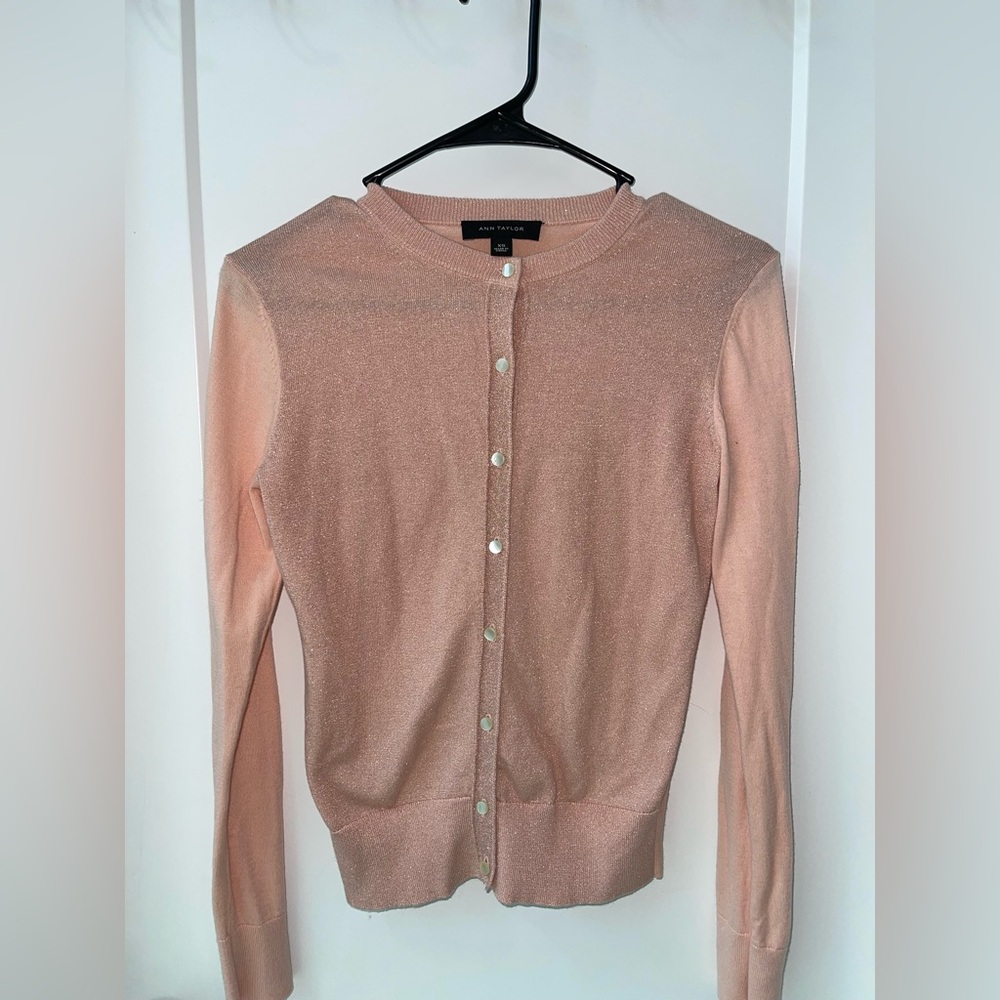 Ann Taylor Blush Shimmer Cardigan
